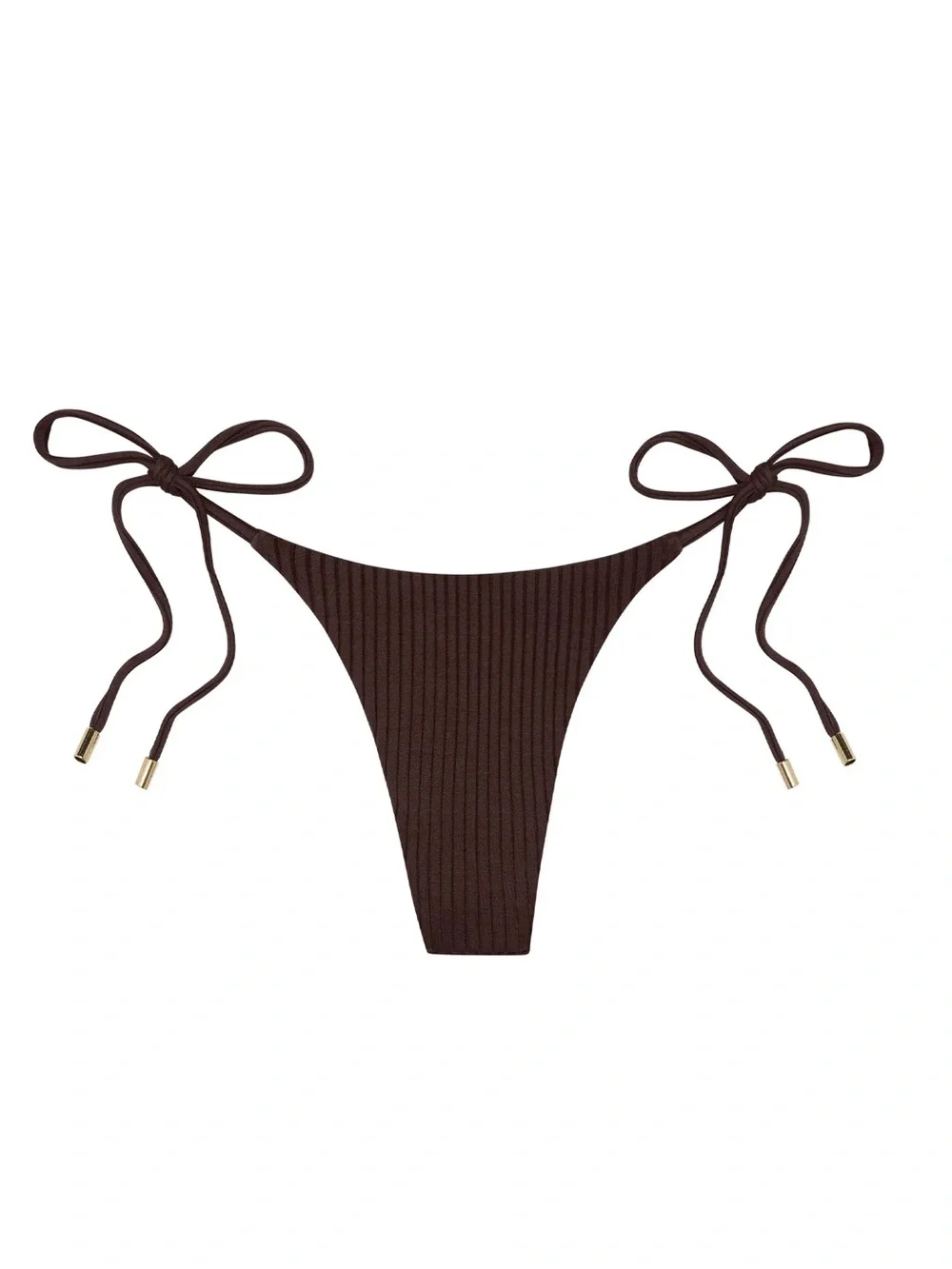 Monday Swimwear Palma Brown Ribbed Tie-Side Bikini Bottom